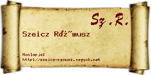 Szeicz Rémusz névjegykártya